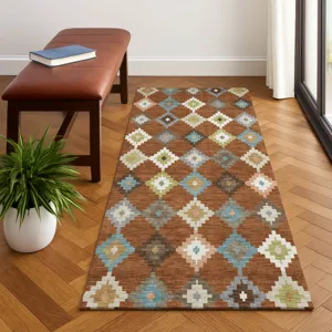 Luxury Washable Kenner Paprika 2\'3\" x 7\'6\" Runner Rug