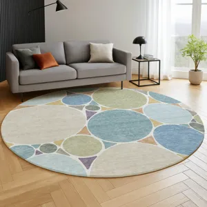 Luxury Washable Kenner Seaside 8\' x 8\' Round Rug