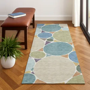 Luxury Washable Kenner Seaside 2\'3\" x 7\'6\" Runner Rug