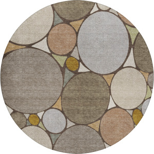 Luxury Washable Kenner Taupe 8' x 8' Round Rug