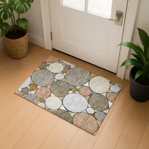 Luxury Washable Kenner Taupe 1\'8\" x 2\'6\" Rug