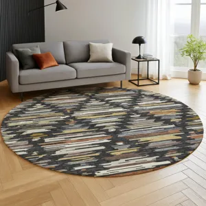 Luxury Washable Kenner Black 8\' x 8\' Round Rug