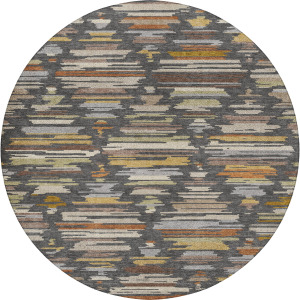 Luxury Washable Kenner Charcoal 8' x 8' Round Rug