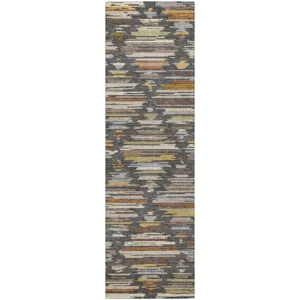 Luxury Washable Kenner Charcoal 2'3" x 7'6" Runner Rug