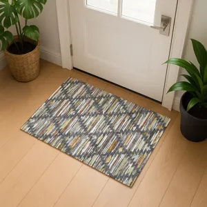Luxury Washable Kenner Charcoal 1\'8\" x 2\'6\" Rug
