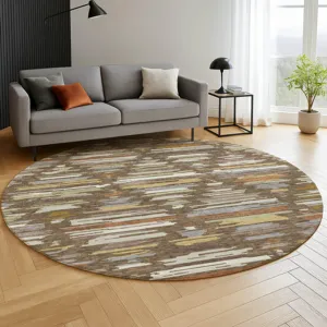 Luxury Washable Kenner Chocolate 8\' x 8\' Round Rug