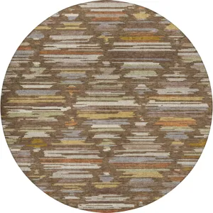 Luxury Washable Kenner Chocolate 8\' x 8\' Round Rug