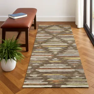 Luxury Washable Kenner Chocolate 2\'3\" x 7\'6\" Runner Rug