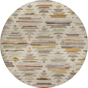Luxury Washable Kenner Ivory 8' x 8' Round Rug
