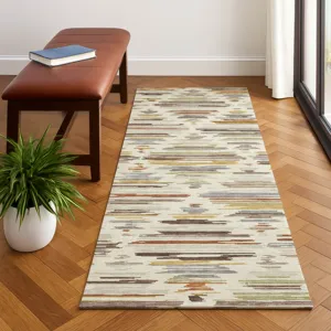 Luxury Washable Kenner Ivory 2\'3\" x 7\'6\" Runner Rug