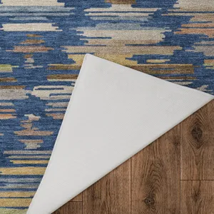Luxury Washable Kenner Navy 6\'6\" x 9\'6\" Rug