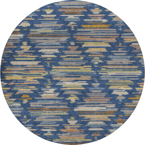 Luxury Washable Kenner Navy 8' x 8' Round Rug