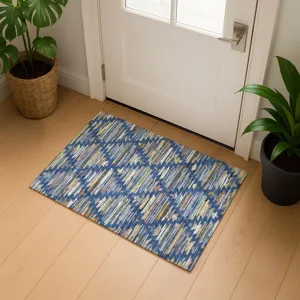 Luxury Washable Kenner Navy 1\'8\" x 2\'6\" Rug