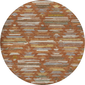 Luxury Washable Kenner Paprika 8' x 8' Round Rug