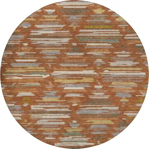 Luxury Washable Kenner Paprika 8' x 8' Round Rug