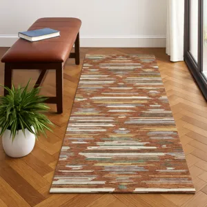 Luxury Washable Kenner Paprika 2\'3\" x 7\'6\" Runner Rug