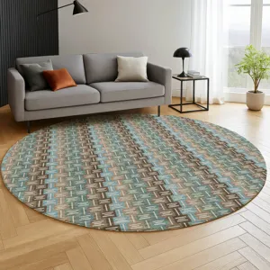 Luxury Washable Kenner Brown 8\' x 8\' Round Rug