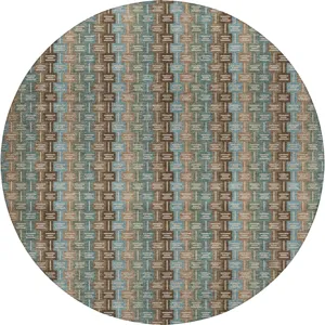 Luxury Washable Kenner Brown 8\' x 8\' Round Rug