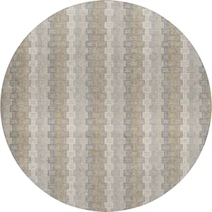 Luxury Washable Kenner Ivory 8' x 8' Round Rug