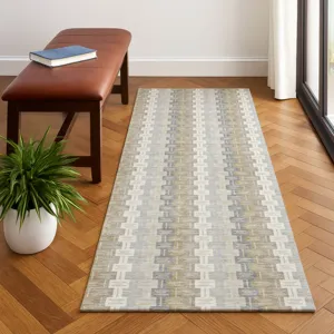 Luxury Washable Kenner Ivory 2\'3\" x 7\'6\" Runner Rug