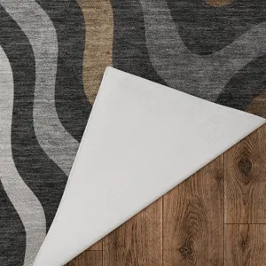 Luxury Washable Kenner Black 2\'3\" x 7\'6\" Runner Rug