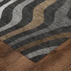 Luxury Washable Kenner Black 2\'3\" x 7\'6\" Runner Rug