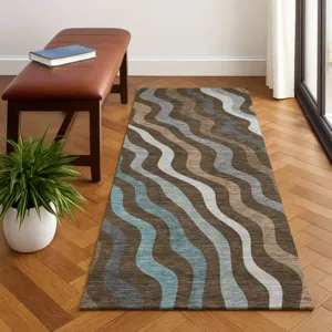 Luxury Washable Kenner Chocolate 2\'3\" x 7\'6\" Runner Rug