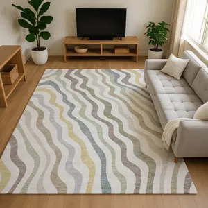 Luxury Washable Kenner Ivory 9\' x 12\' Rug