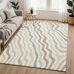 Luxury Washable Kenner Ivory 9\' x 12\' Rug