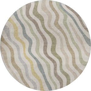 Luxury Washable Kenner Ivory 8' x 8' Round Rug