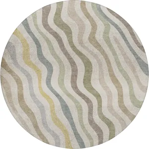 Luxury Washable Kenner Ivory 8\' x 8\' Round Rug