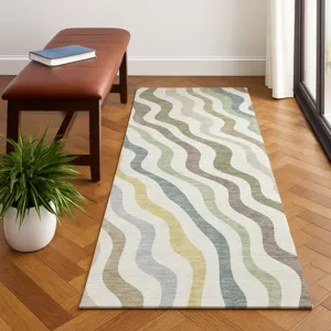 Luxury Washable Kenner Ivory 2\'3\" x 7\'6\" Runner Rug