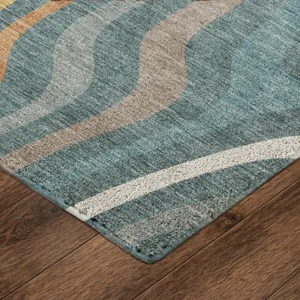 Luxury Washable Kenner Teal 9\' x 12\' Rug