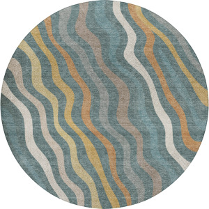 Luxury Washable Kenner Teal 8' x 8' Round Rug