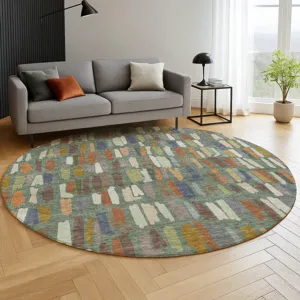 Luxury Washable Kenner Basil 8\' x 8\' Round Rug