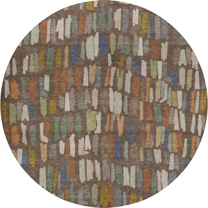 Luxury Washable Kenner Chocolate 8' x 8' Round Rug