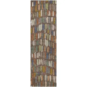 Luxury Washable Kenner Chocolate 2\'3\" x 7\'6\" Runner Rug