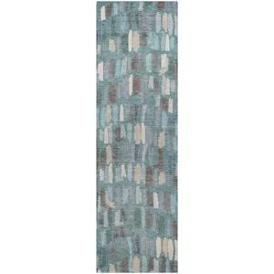 Luxury Washable Kenner Teal 2'3" x 7'6" Runner Rug