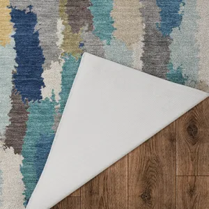 Luxury Washable Kenner Teal 1\'8\" x 2\'6\" Rug