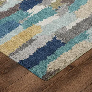 Luxury Washable Kenner Teal 1\'8\" x 2\'6\" Rug