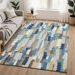 Luxury Washable Kenner Teal 2\'6\" x 3\'10\" Rug