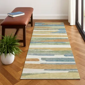 Luxury Washable Kenner Ivory 2\'3\" x 7\'6\" Runner Rug