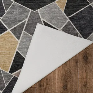 Luxury Washable Kenner Black 9\' x 12\' Rug