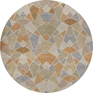 Luxury Washable Kenner Copper 8\' x 8\' Round Rug