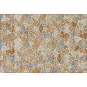 Luxury Washable Kenner Copper 1\'8\" x 2\'6\" Rug