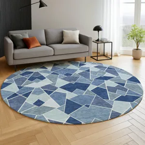 Luxury Washable Kenner Denim 8\' x 8\' Round Rug