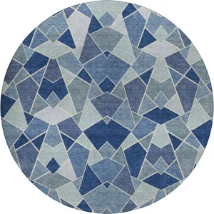 Luxury Washable Kenner Denim 8\' x 8\' Round Rug