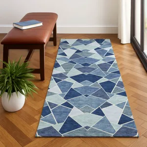 Luxury Washable Kenner Denim 2\'3\" x 7\'6\" Runner Rug