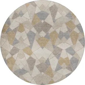 Luxury Washable Kenner Ivory 8' x 8' Round Rug