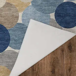 Luxury Washable Kenner Blue 1\'8\" x 2\'6\" Rug